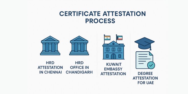 HRD Attestation in Chennai, HRD Office in Chandigarh, Kuwait Embassy Attestation, and Degree Attestation for UAE