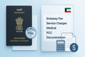 kuwait visa stamping fees in india