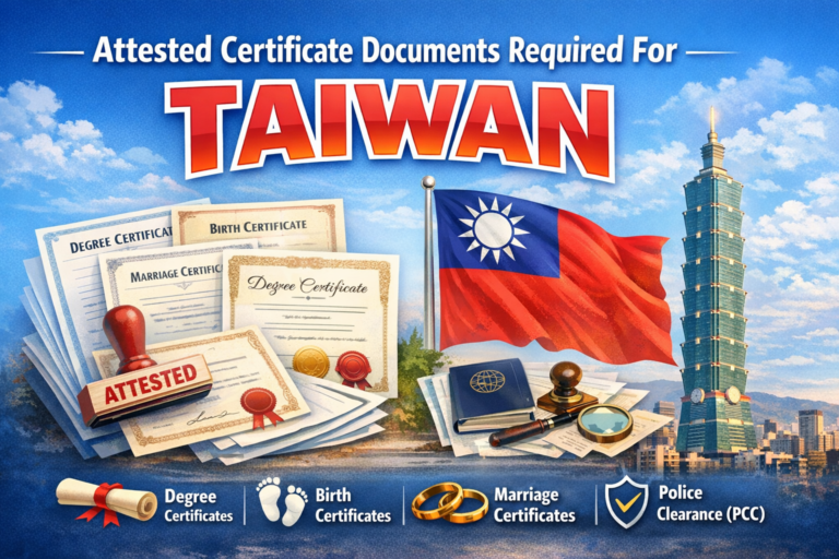 Certificate Attestation for Taiwan Embassy