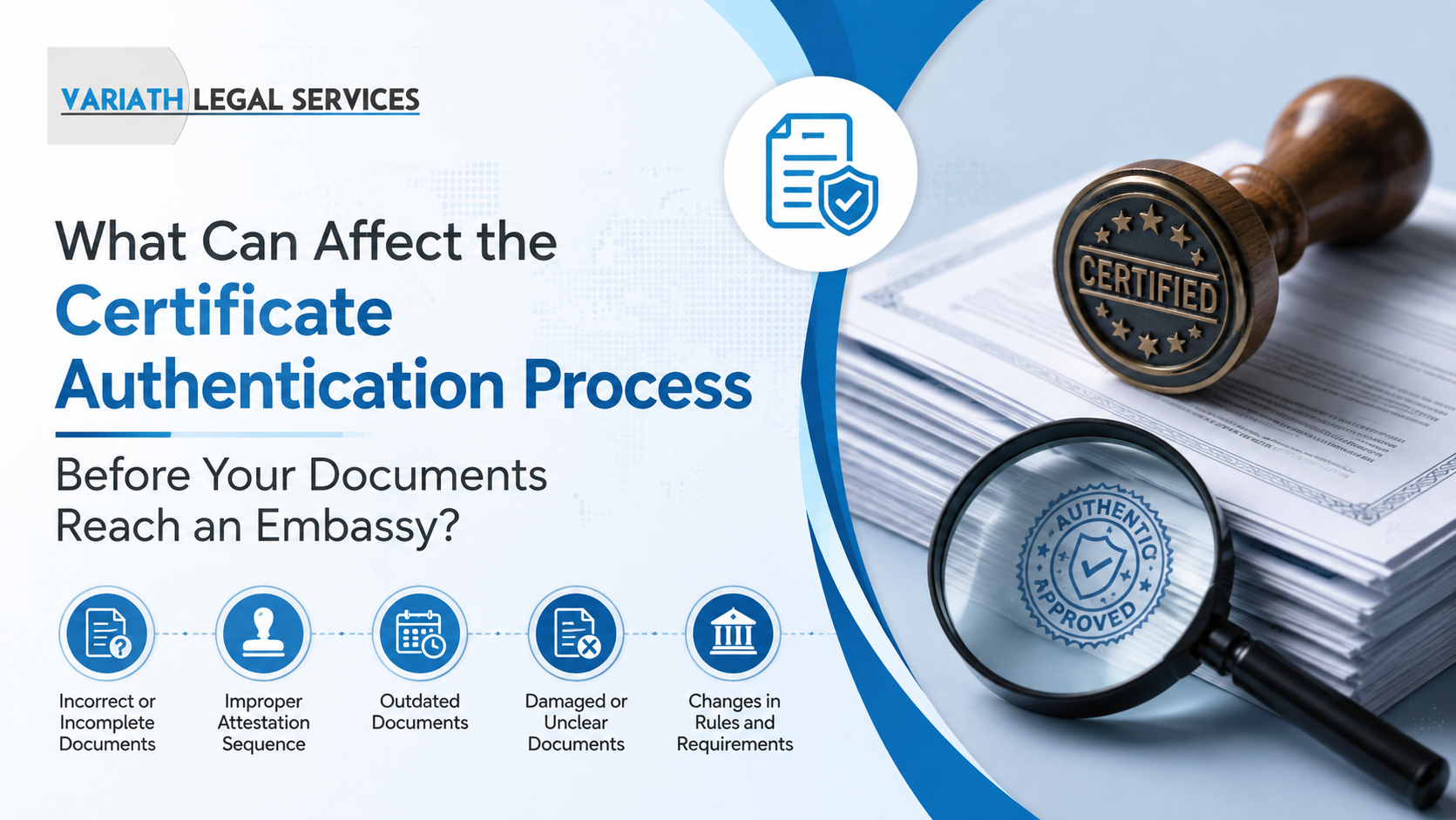 Certificate authentication process and document verification stages